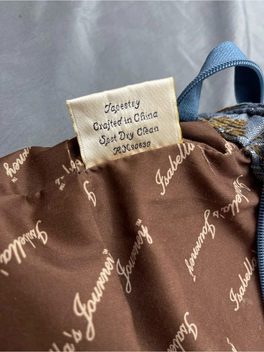 Isabella's Journey Blue Tapestry Bag X-Large Multi Section Excellent Condition